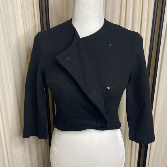 VINTAGE- GAY GIBSON 30’S-50’S DOUBLE BREASTED BLACK CROPPED CARDIGAN XS - Picture 11 of 16
